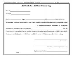 Certificate for an Attested/Certified Photocopy Pad, Texas